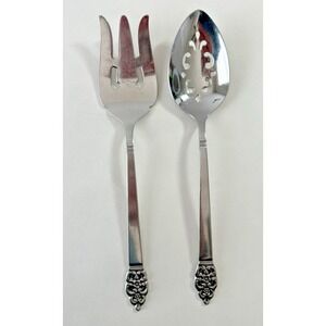 2‎ PC Serving Set NORDIC CROWN Oneidacraft Stainless 1-Fork & 1-Slotted Spoon